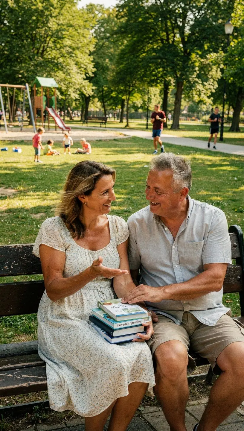 Könyvek és jegyzetek egy asztalon, ahol pénzügyi tervezés folyik.